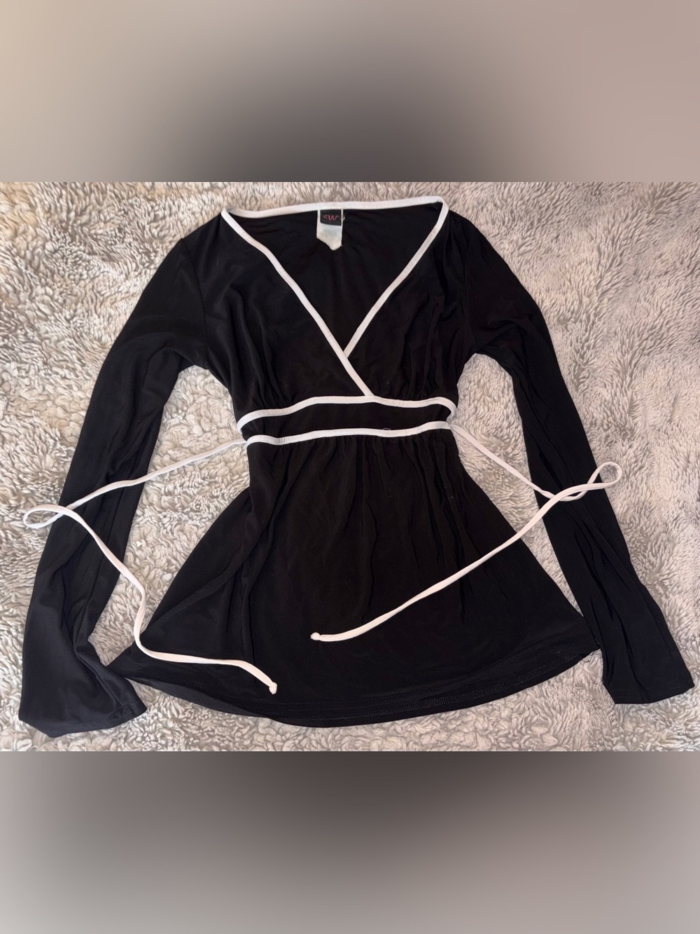 Wrapper Black Long Sleeved Babydoll Top